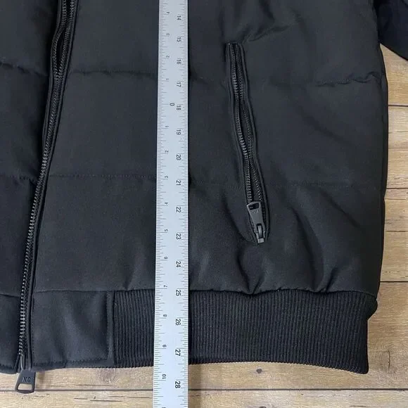 Kenneth Cole Mens Hooded‎ Puffer Jacket Black Double Zip Bib Bomber Coat KC NEW